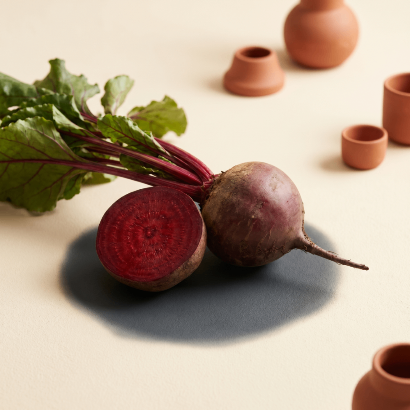 Fresh beetroot with one sliced open
